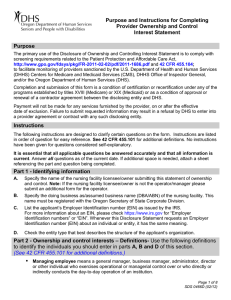 Purpose and Instructions for Completing Provider Ownership and Control Interest Statement