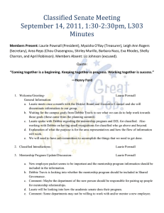 Classified Senate Meeting September 14, 2011, 1:30-2:30pm, L303 Minutes