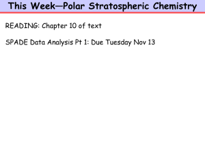 This Week—Polar Stratospheric Chemistry READING: Chapter 10 of text