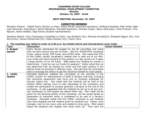 COSUMNES RIVER COLLEGE PROFESSIONAL DEVELOPMENT COMMITTEE Minutes October 15, 2007 - Draft
