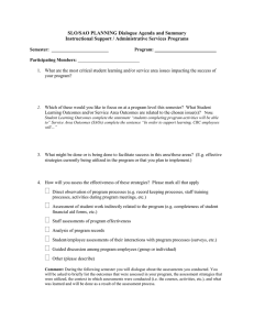 SLO/SAO PLANNING Dialogue Agenda and Summary