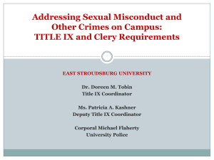 Addressing Sexual Misconduct and Other Crimes on Campus:
