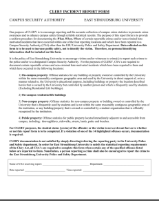 CLERY INCIDENT REPORT FORM ________________________________________________________________________  CAMPUS SECURITY AUTHORITY