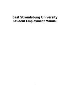 East Stroudsburg University Student Employment Manual  1