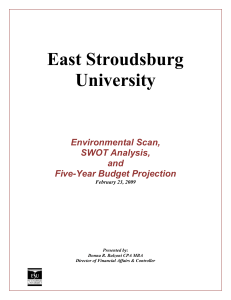 East Stroudsburg University Environmental Scan, SWOT Analysis,