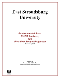 East Stroudsburg University Environmental Scan, SWOT Analysis,
