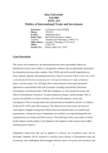 Koç University INTL 313 Politics of International Trade and Investment Fall 2006