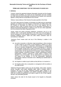 Newcastle University Terms and Conditions for the Purchase of Goods 2010