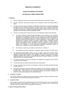 General Conditions of Contract for Services or Minor Works 2010 NEWCASTLE UNIVERSITY