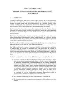 NEWCASTLE UNIVERSITY  GENERAL CONDITIONS OF CONTRACT FOR PROFESSIONAL SERVICES 2010
