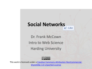 Social Networks Dr. Frank McCown Intro to Web Science Harding University