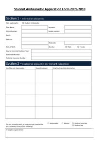 Student Ambassador Application Form 2009-2010 Section 1 - Information about you