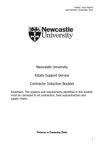 Newcastle University Estate Support Service Contractor Induction Booklet