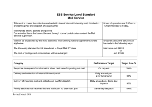 ESS Service Level Standard Mail Service