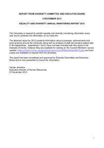REPORT FROM DIVERSITY COMMITTEE AND EXECUTIVE BOARD  9 DECEMBER 2013