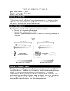 TRUST AND SEMANTIC ATTACKS - II Class Notes: February 23, 2006