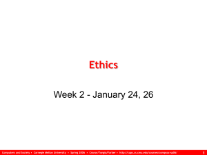 Ethics Week 2 - January 24, 26 1