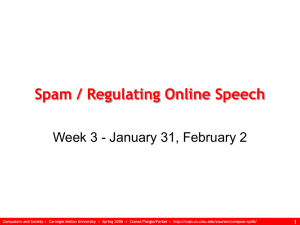 Spam / Regulating Online Speech 1