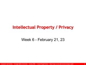 Intellectual Property / Privacy Week 6 - February 21, 23 1