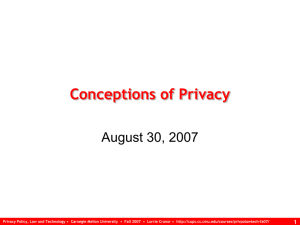 Conceptions of Privacy August 30, 2007 1