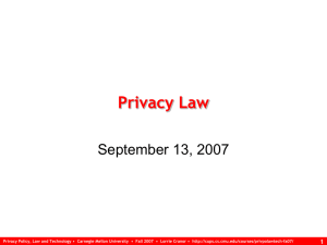 Privacy Law September 13, 2007 1