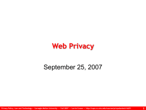 Web Privacy September 25, 2007 1