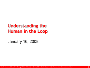 Understanding the Human in the Loop January 16, 2008 1
