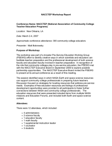 NACCTEP Workshop Report  Conference Name: NACCTEP (National Association of Community College