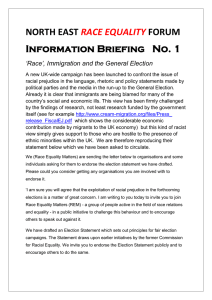 NORTH EAST FORUM Information Briefing   No. 1 RACE EQUALITY