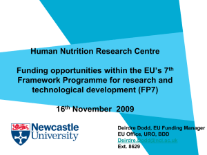Human Nutrition Research Centre Funding opportunities within the EU’s 7