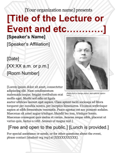 [Title of the Lecture or and etc…………] Event