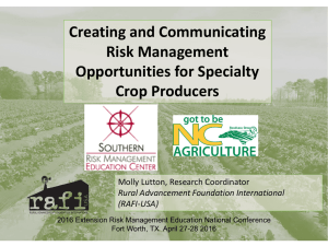 Creating and Communicating Risk Management Opportunities for Specialty Crop Producers