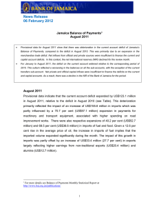 News Release 06 February 2012 Jamaica Balance of Payments