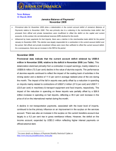 News Release 12 March 2010 Jamaica Balance of Payments