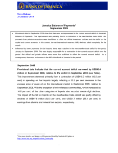 News Release 25 January 2010 Jamaica Balance of Payments