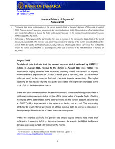 News Release 24 February 2009 Jamaica Balance of Payments