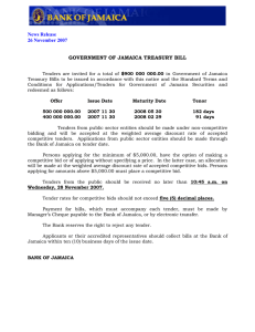 GOVERNMENT OF JAMAICA TREASURY BILL News Release 26 November 2007