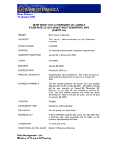 News Release 19 January 2004  TERM SHEET FOR GOVERNMENT OF JAMAICA