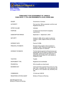 News Release 28 August 2003 TERM SHEET FOR GOVERNMENT OF JAMAICA