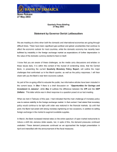 News Release 27 May 2003 Statement by Governor Derick Latibeaudiere