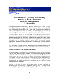 Bank of Jamaica Quarterly Press Briefing Remarks by Derick Latibeaudiere