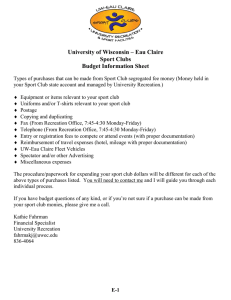 University of Wisconsin – Eau Claire Sport Clubs Budget Information Sheet