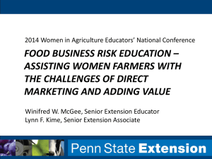 FOOD BUSINESS RISK EDUCATION – ASSISTING WOMEN FARMERS WITH