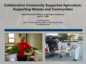 Collaborative Community Supported Agriculture: Supporting Women and Communities April 6-7, 2006