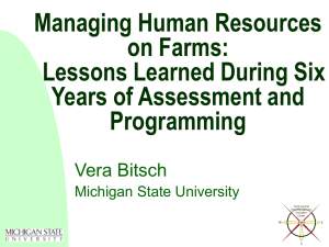 Managing Human Resources on Farms: Lessons Learned During Six Years of Assessment and