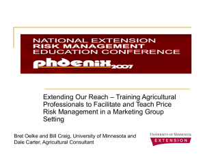 – Training Agricultural Extending Our Reach Professionals to Facilitate and Teach Price