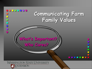 Communicating Farm Family Values What’s Important? Who Cares?