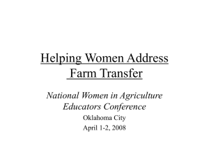 Helping Women Address Farm Transfer National Women in Agriculture Educators Conference