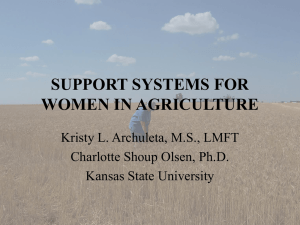 SUPPORT SYSTEMS FOR WOMEN IN AGRICULTURE Kristy L. Archuleta, M.S., LMFT