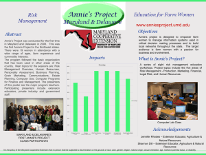 Education for Farm Women Risk Management www.anniesproject.umd.edu